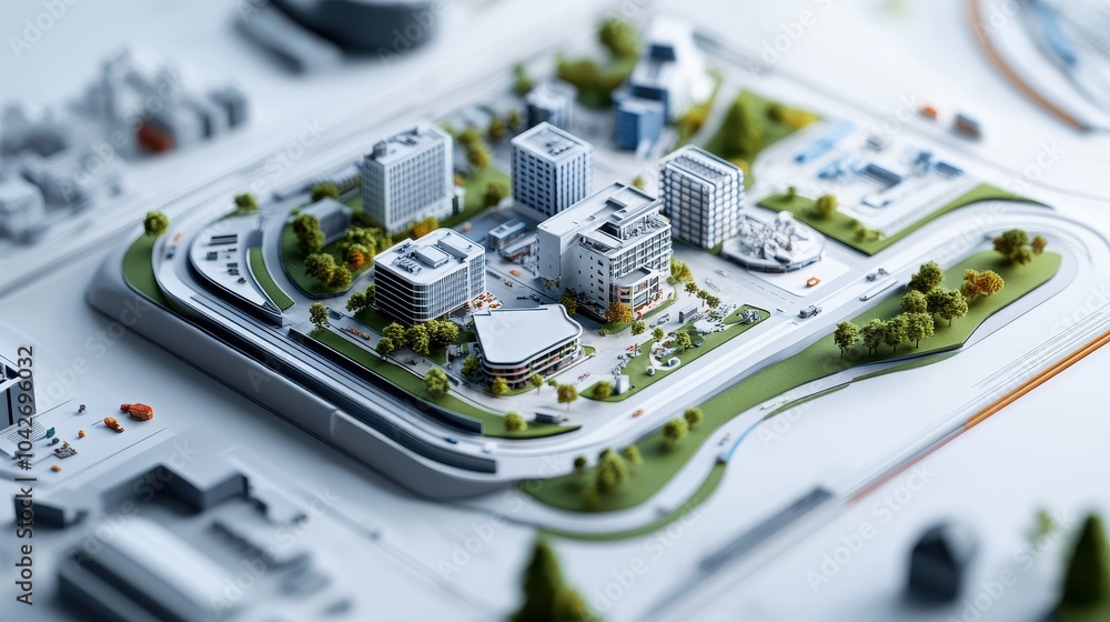 Poster comprehensive technical blueprint illustrating urban planning concepts and infrastructure design for