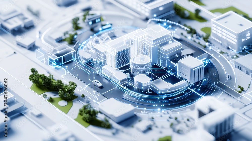 Poster a comprehensive technical blueprint illustrating innovative urban planning concepts with detailed in