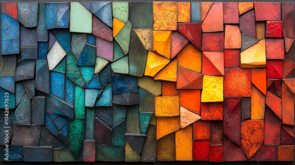 Leinwandbilder this artwork features a stunning arrangement of colored geometric shapes, organized to create an abs