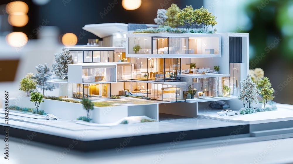 Aufkleber exploring modern generic contemporary style in miniature architecture a detailed section mode presen