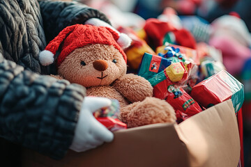 A team of people delivering donated toys to children in need during the holidays