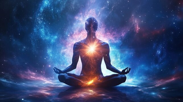 Unlocking Your Infinite Potential: Human Form Radiating Cosmic