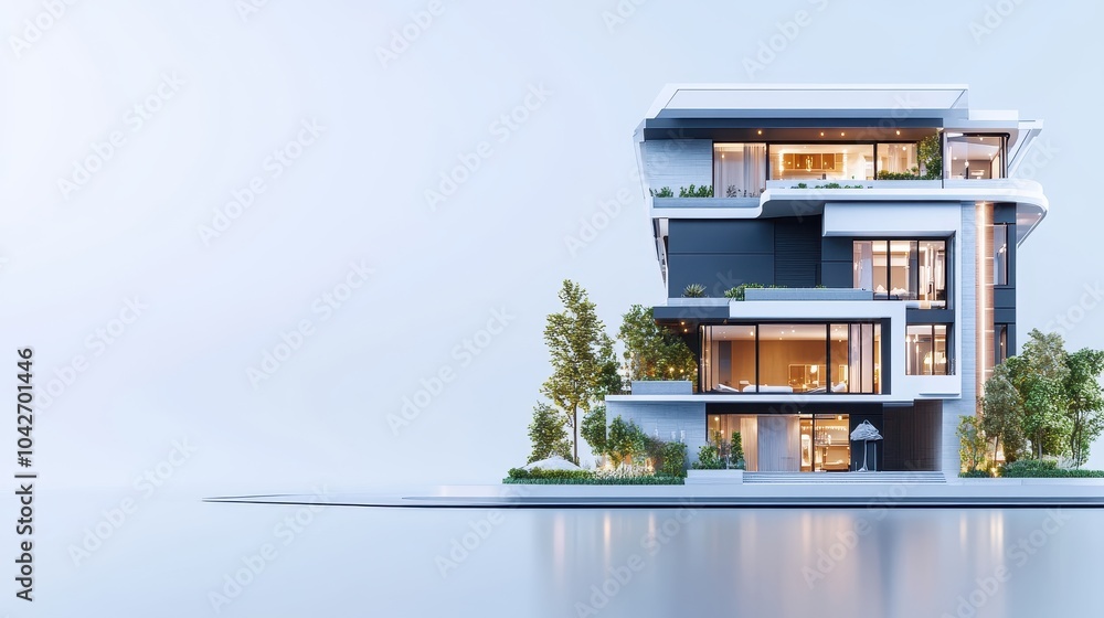 Poster exploring modern generic contemporary style in miniature section modeling a new architectural perspe