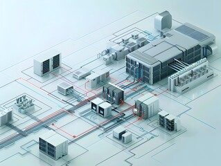 Futuristic Digital Data Center Network Diagram for Innovative IT Infrastructure Solutions