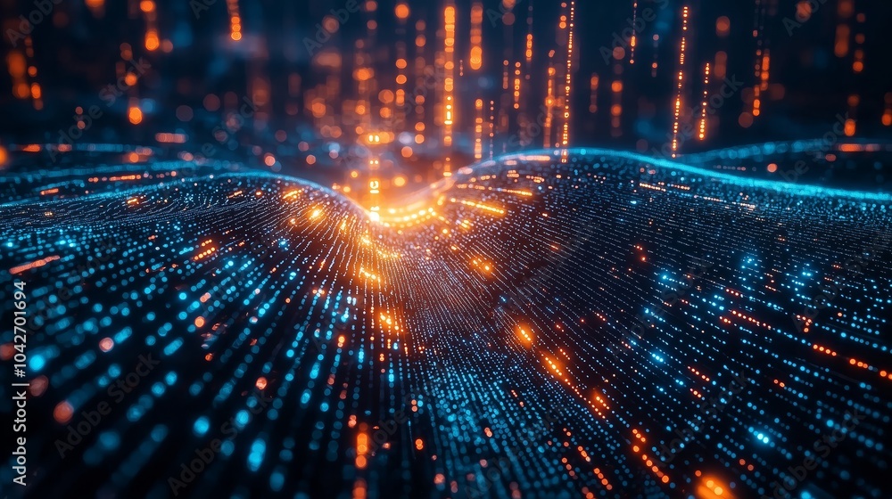 Poster abstract data streams flowing in bright colors