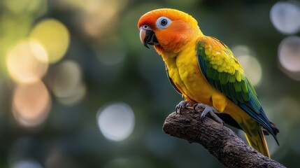 Joyful Sun Conure Perched in Natural Habitat