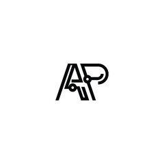 AP monogram logo design letter text name symbol monochrome logotype alphabet character simple logo