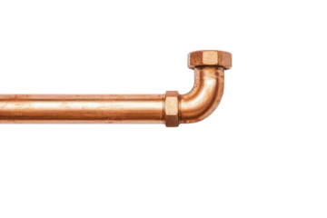 Copper pipe fitting on white isolate background.