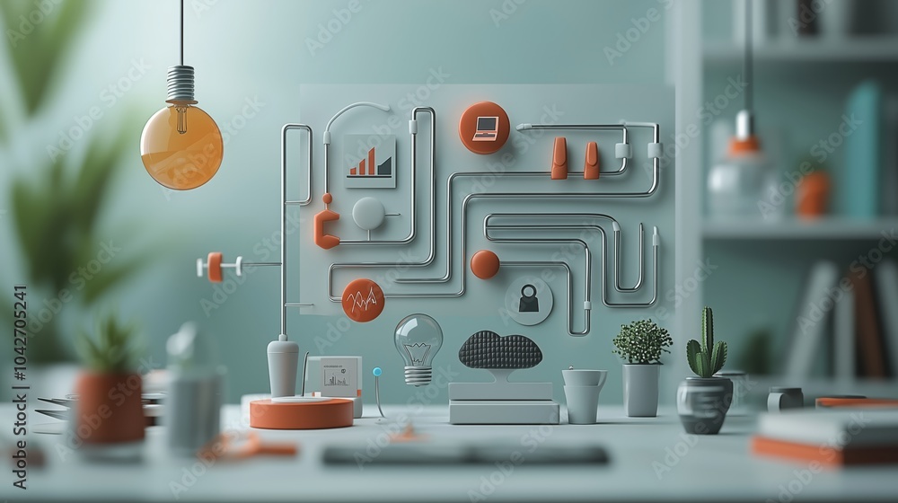Poster conceptual visualization of product lifecycle elements