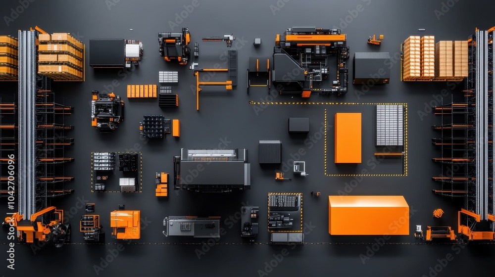 Poster aerial view of an industrial factory a comprehensive top view of distribution operations and equipme