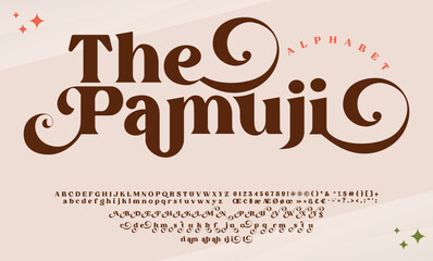 The Pamuji Serif, Cosmetic, Fashion Stylish Display Bold Font alphabet