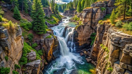 Fototapeta premium High angle view of Mystic Falls Waterfall in Southern Colorado, USA