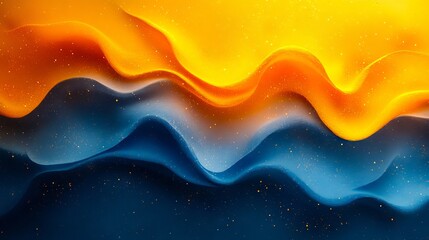 A blue and yellow abstract background with wavy lines