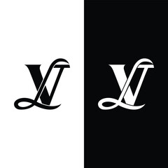 Luxury initial LV, VL lettering monogram vector logo template