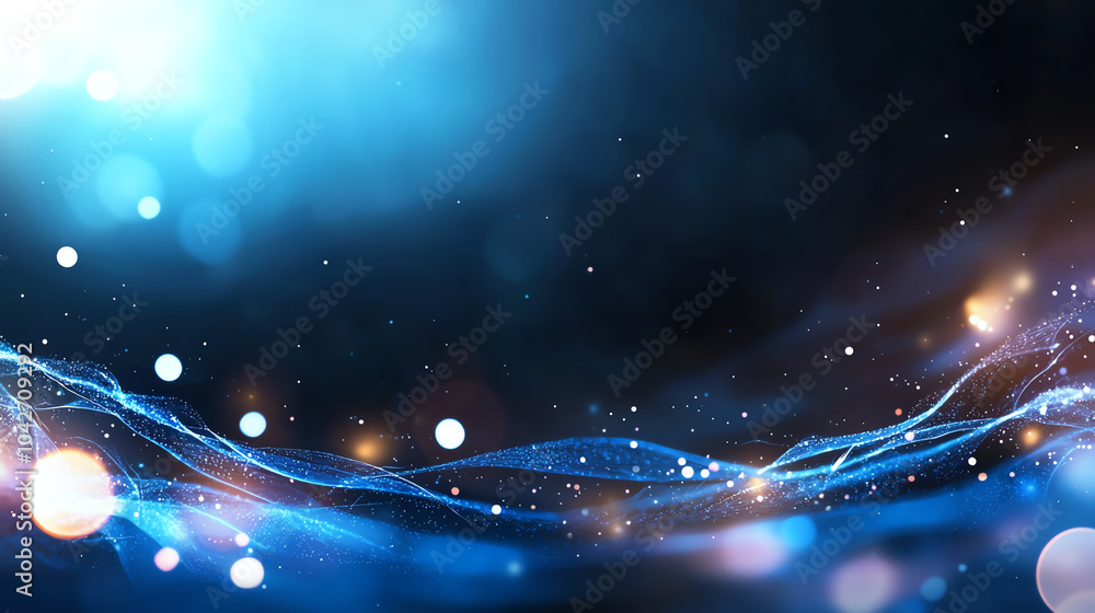 Aufkleber dynamic blue wave patterns with sparkling light effects for creative backgrounds and visuals