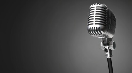 Fototapeta premium A vintage-style microphone on a dark background, symbolizing music and performance.
