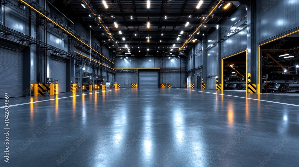 Poster spacious concrete floor in industrial building showcasing modern design and functionality