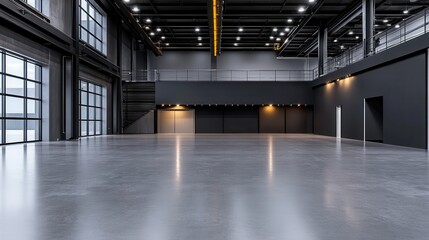 Spacious Concrete Floor in Modern Industrial Building with Large Open Space for Activities and Events