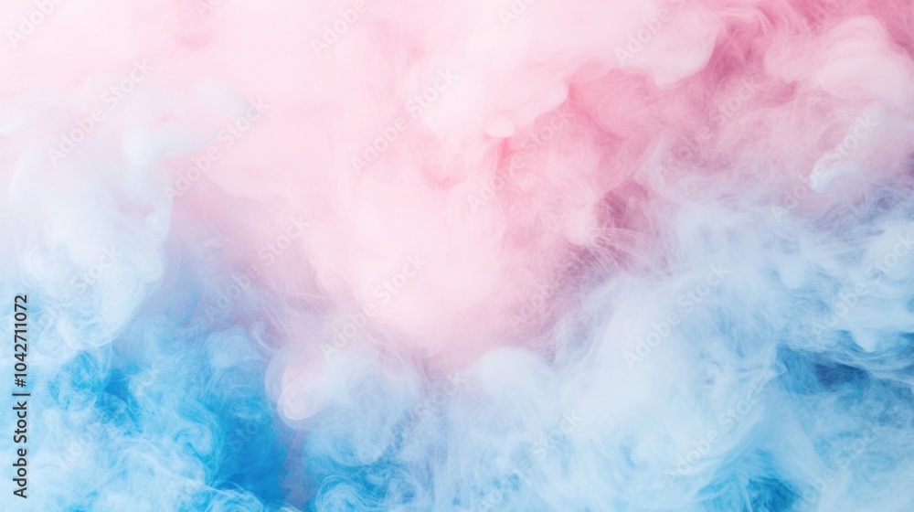 Poster colorful clouds of pink and blue ink swirl together, creating a mesmerizing abstract pattern that ca
