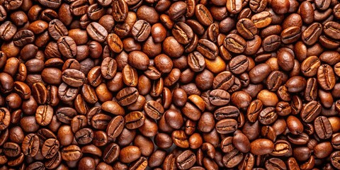 High angle view of roasted coffee beans on flat surface
