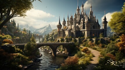 Fototapeta premium Enchanted Castle in a Picturesque Setting