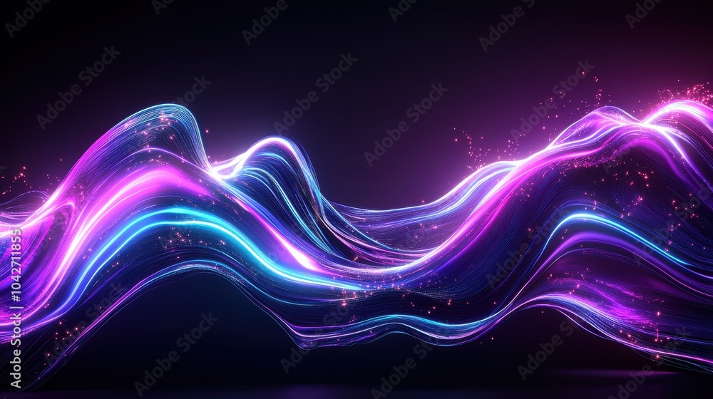 Poster dynamic abstract background featuring neon rays and glowing lines in motion for a vibrant visual exp