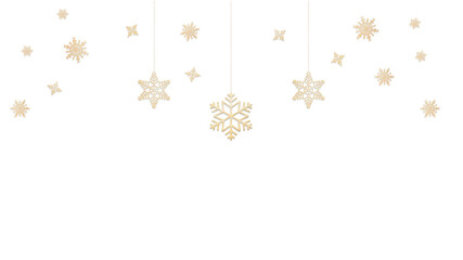 ひのきの木目柄のオーナメントがぶら下がる雪の結晶のフレーム