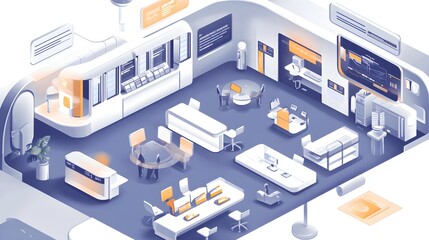 Obraz premium Futuristic Office Interior Design with Modern Furniture and Technology