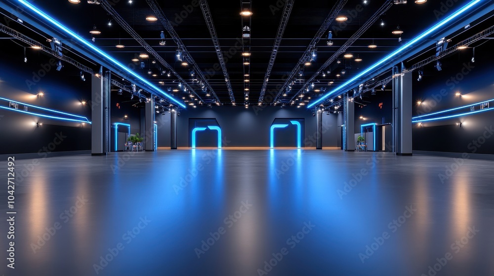 Poster exploring the possibilities an empty exhibition centre as a creative backdrop for events and display