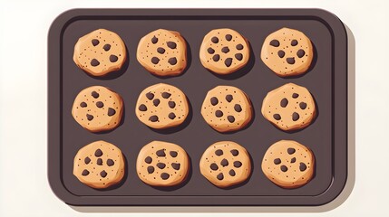 Freshly Baked Chocolate Chip Cookies on Baking Sheet