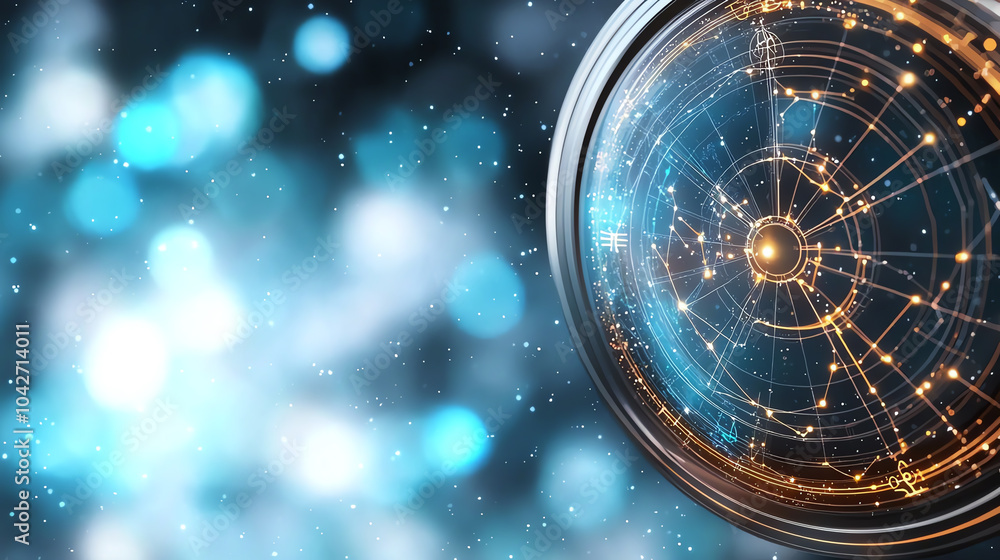 Poster exploring the cosmic wonders a glimpse into the universe through a magnifying lens