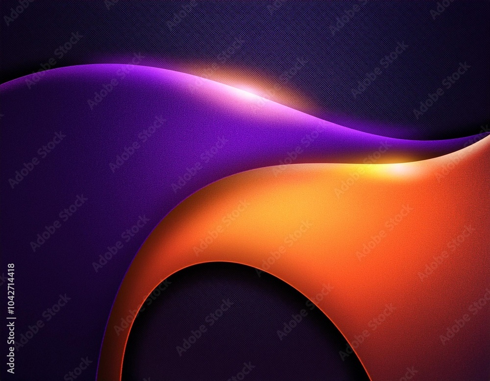 Poster website-friendly abstract image with contrasting orange and purple curves and a textured dark backgr