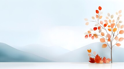 Soft watercolor landscape painting featuring elegant trees and leaves in a peaceful natural background with calming tones and a serene contemplative atmosphere