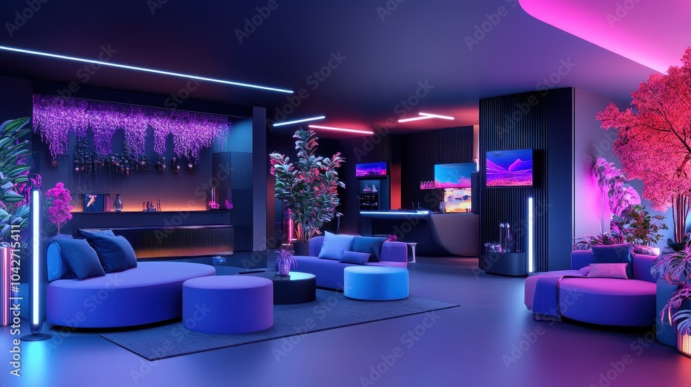 Aufkleber cozy and inviting lounge space enhanced with heaters and generative ai design elements for ultimate 