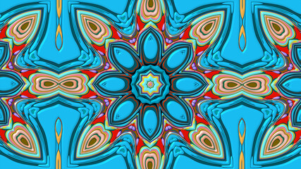 Colorful symmetrical abstract kaleidoscope background pattern for summer 