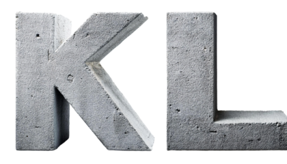 K-L Alphabet made of concrete masonry cement letters K L isolated on white background industrial typography