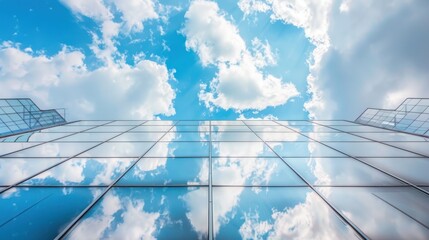 Fototapeta premium Sky Reflected on a Glass Building