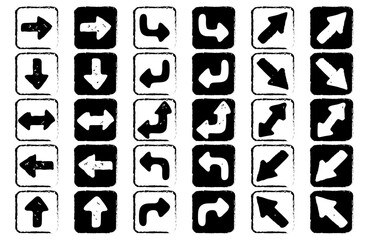 Simple arrow icon illustration monochrome set