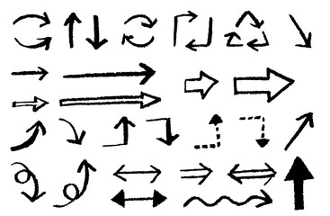 Hand drawn style arrow illustration monochrome set