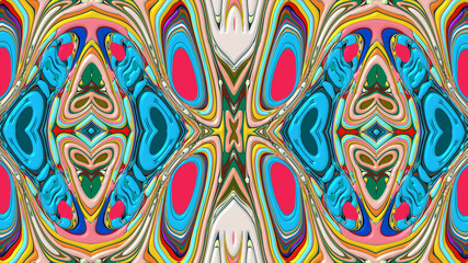 Colorful symmetrical abstract kaleidoscope background pattern for summer 