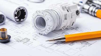 A Comprehensive Overview of an Architect's Workspace Tools Plans and Creative Process from Above