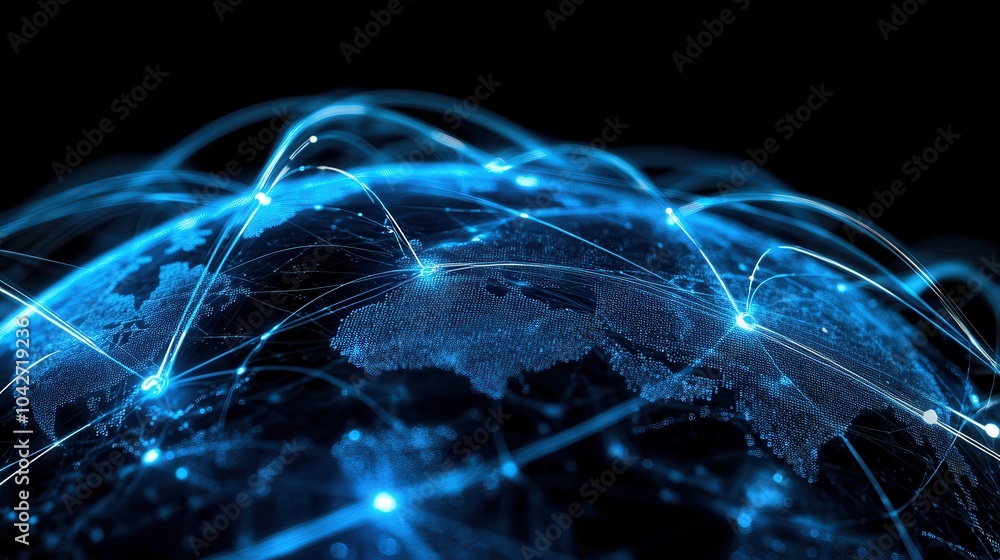 Poster exploring the interconnectedness of the modern world through technology understanding global network