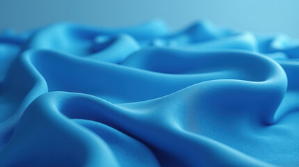 Obraz premium Macro view of abstract blue wavy cloth in ripple form