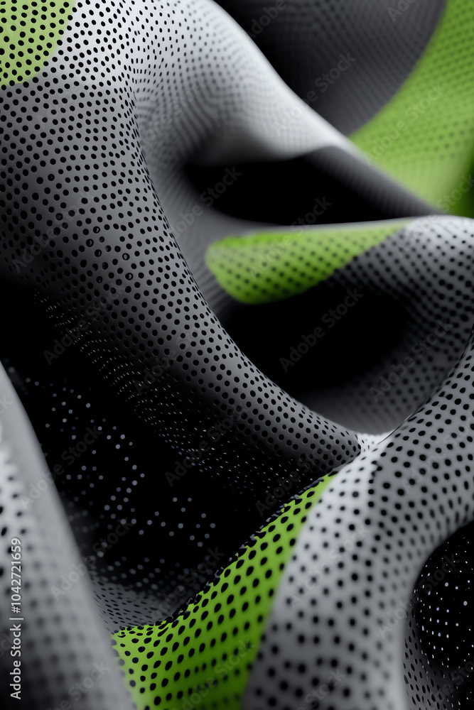 Aufkleber exploring the fluid dynamics of abstract textures in green and gray tones