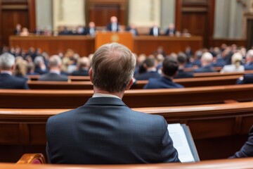 Fototapeta premium Engaged Audience in Legislative Assembly Highlights Importance of Civic Participation and Governance