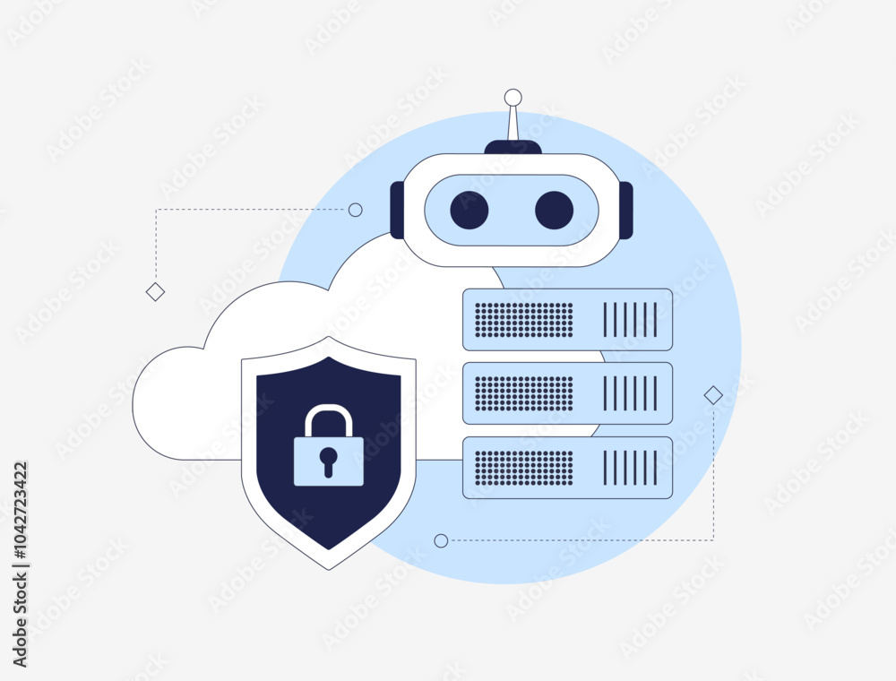 Poster ai-powered cloud security enhances data protection, using ai to improve privacy, detect threats and 