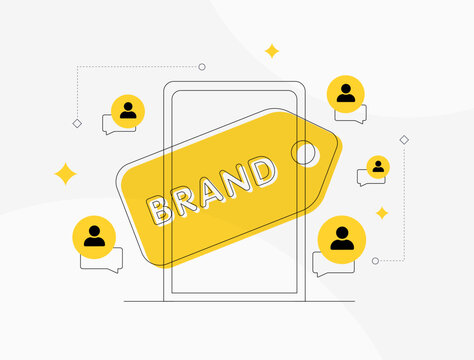 User-Generated Content for Brand Engagement. Increase brand loyalty with user-generated content campaigns. Users creating content with branded hashtags, images, videos vector illustration
