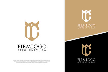 Initial C Lawyer logo design, Justice legal badge Law firm logo design template