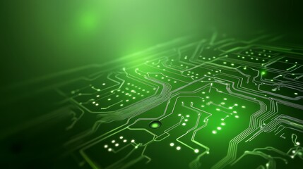 Obraz premium Glowing green lights illuminate intricate circuitry on a technology board illuminated