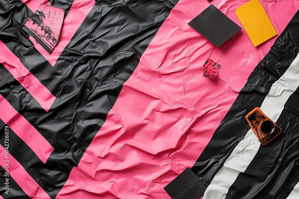 Poster vibrant colorful textures an abstract composition of crumpled paper and shapes